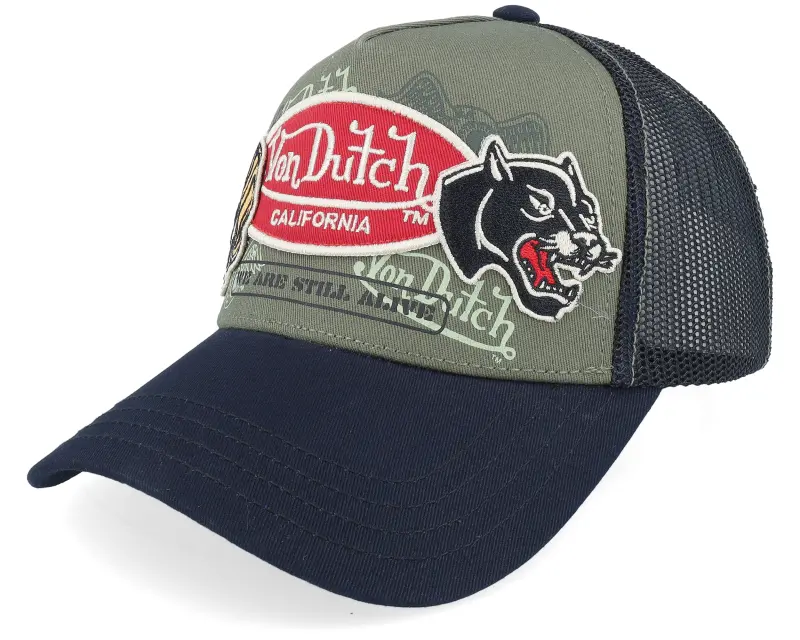Von Dutch Multi Patches Black/Dark Green A-Frame Trucker online