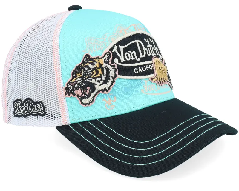 Von Dutch Multi Patches White/Turqouise/Black A-Frame Trucker online