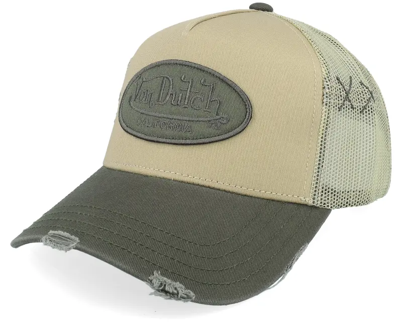 Von Dutch Oval Patch Beige/Dark Green A-Frame Trucker online