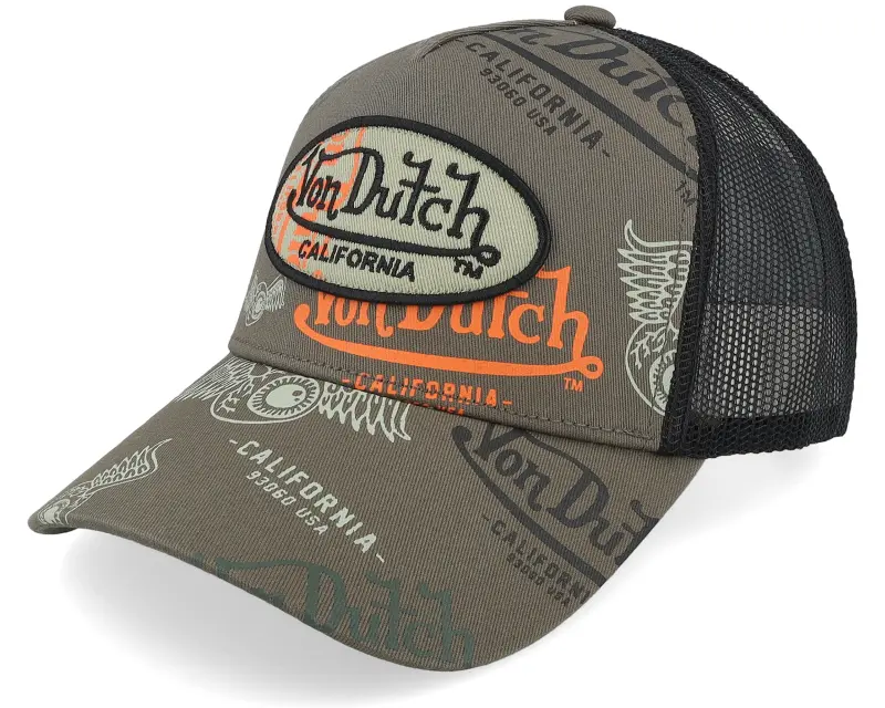 Von Dutch Oval Patch Black/Brown A-Frame Trucker online