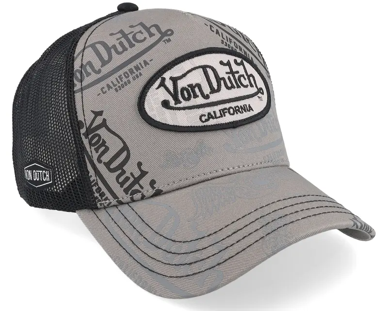 Von Dutch Oval Patch Black/Grey A-Frame Trucker online