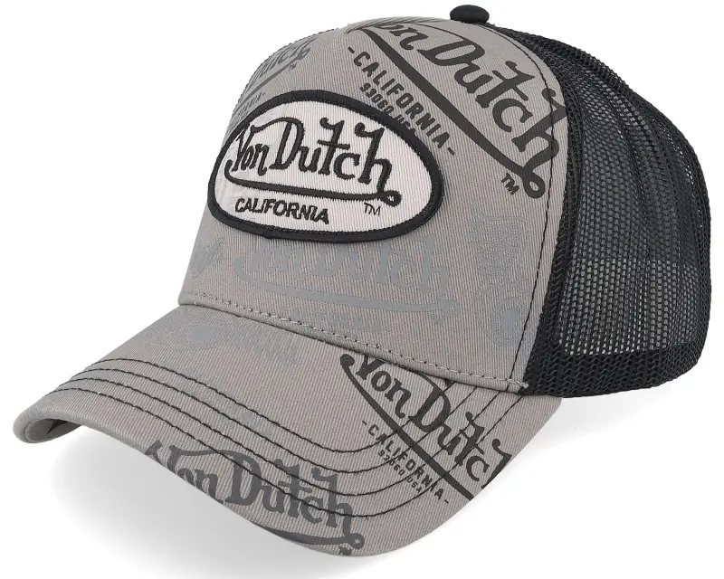 Von Dutch Oval Patch Black/Grey A-Frame Trucker online