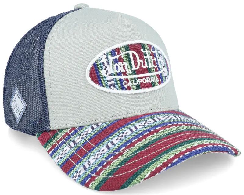 Von Dutch Oval Patch Blue/Beige/Multicolor A-Frame Trucker online