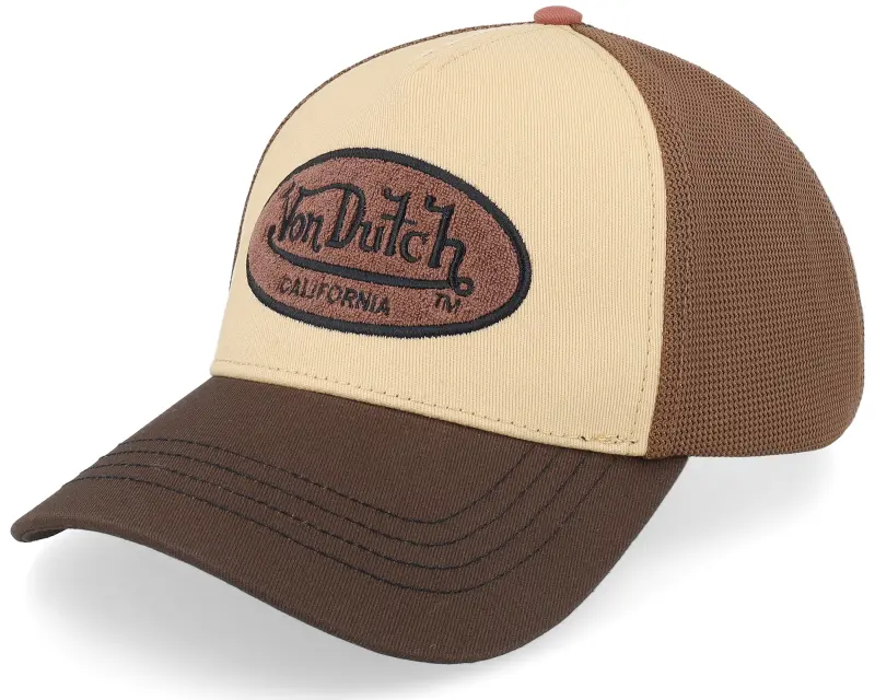 Von Dutch Oval Patch Brown/Beige A-Frame Trucker online