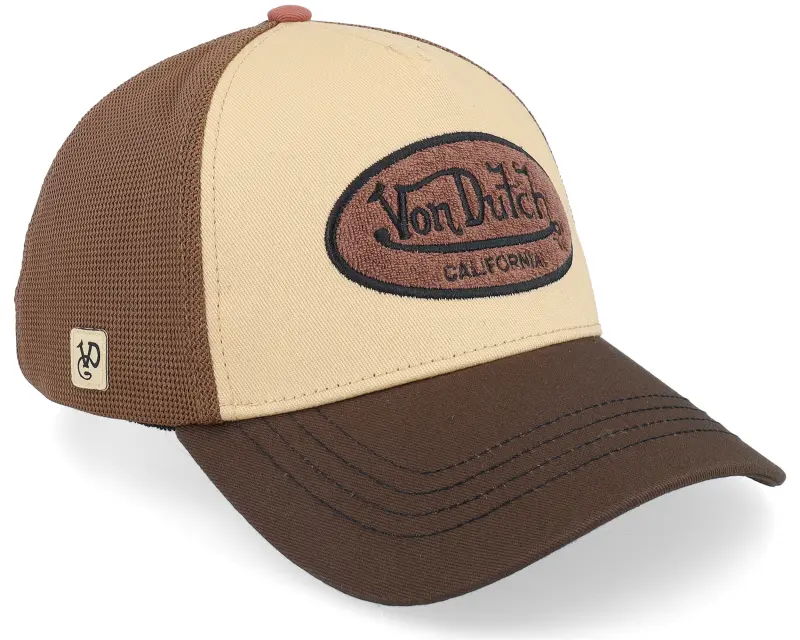 Von Dutch Oval Patch Brown/Beige A-Frame Trucker online