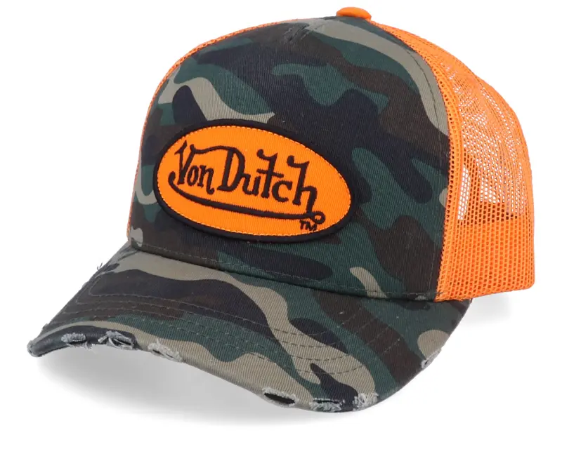 Von Dutch Oval Patch Camo/Orange Trucker online