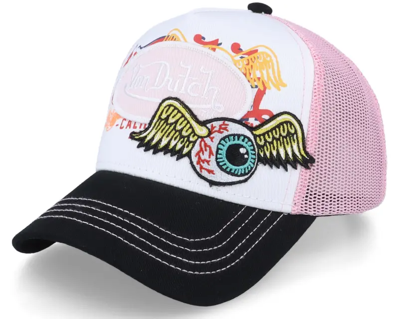 Von Dutch Oval Patch Flying Eye White/Pink/Black Trucker online