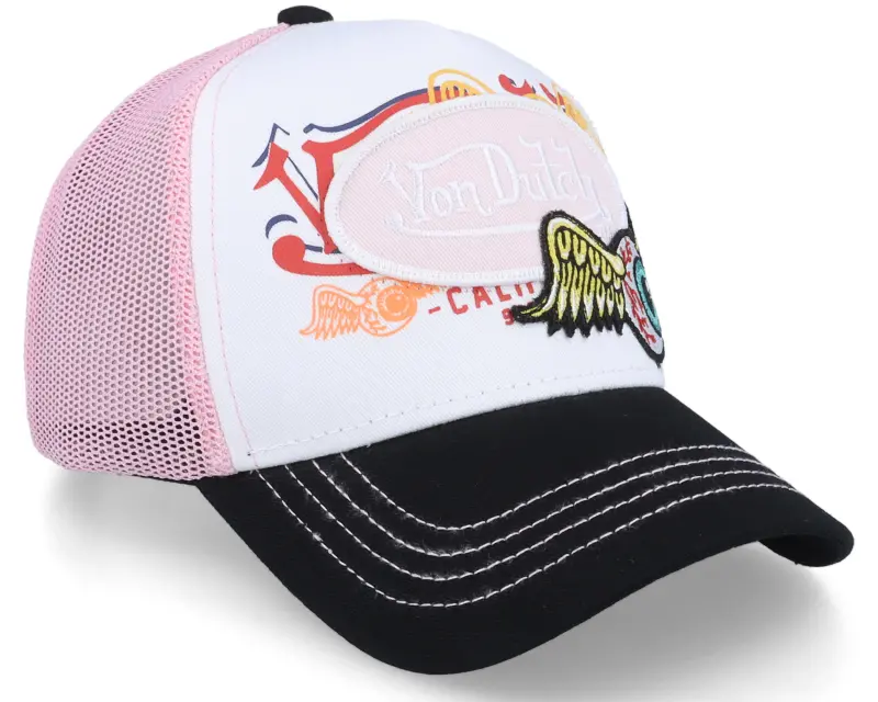 Von Dutch Oval Patch Flying Eye White/Pink/Black Trucker online