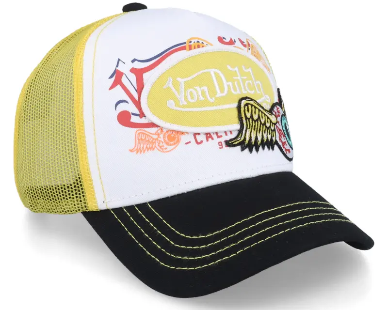 Von Dutch Oval Patch Flying Eye White/Yellow/Black Trucker online