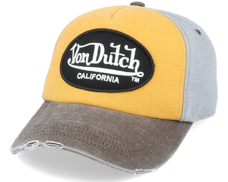 Von Dutch Oval Patch Jackgog Mustard/Brown/Grey Adjustable online