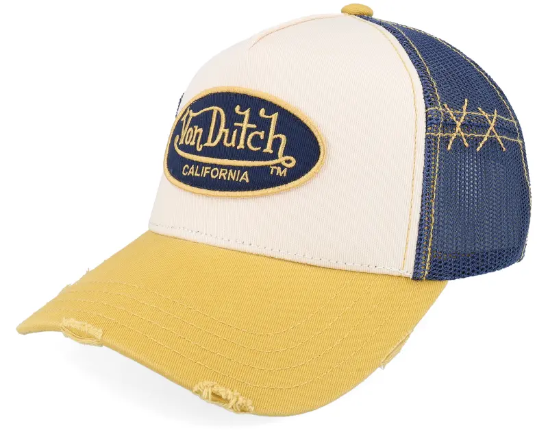 Von Dutch Oval Patch Navy/Beige/Yellow A-Frame Trucker online