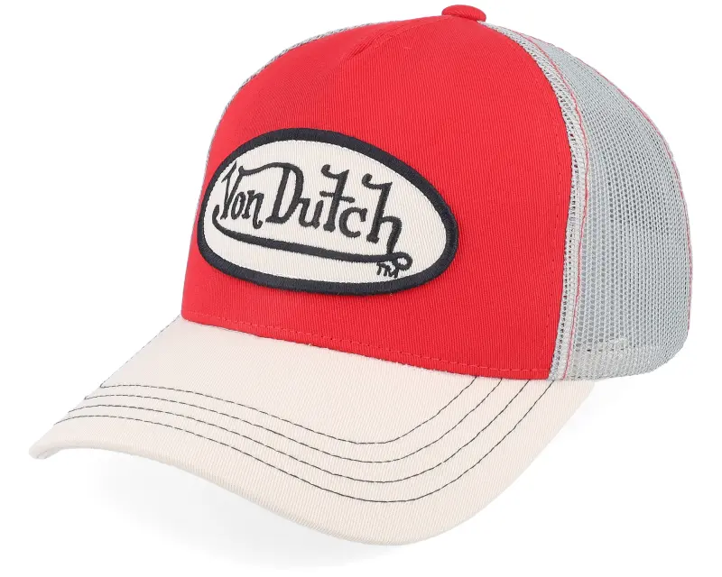 Von Dutch Oval Patch Red/Grey/Beige Trucker online