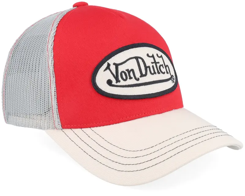 Von Dutch Oval Patch Red/Grey/Beige Trucker online