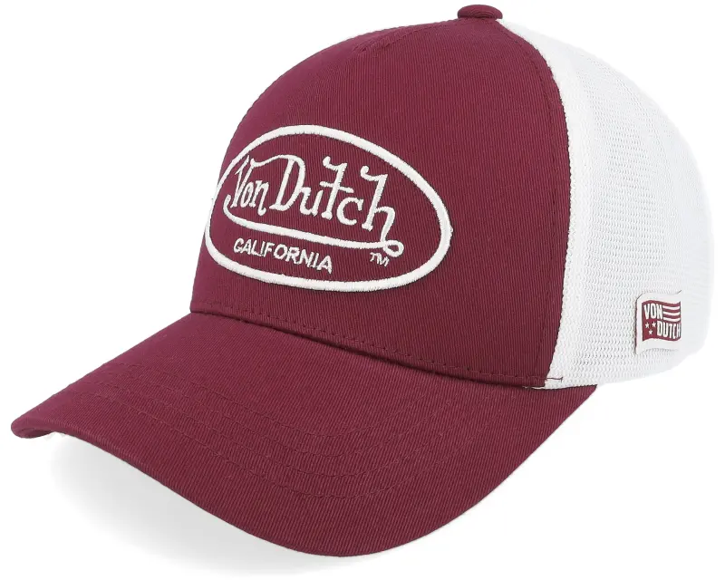 Von Dutch Oval Patch White/Burgundy A-Frame Trucker online