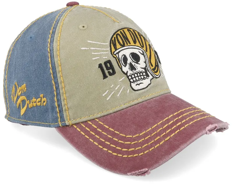Von Dutch Retro Patch Blue/Green/Burgundy Dad Cap online