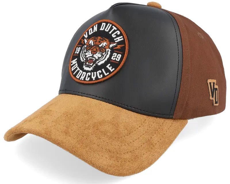 Von Dutch Round Patch Baseball Cap Black/Brown A-Frame Trucker online