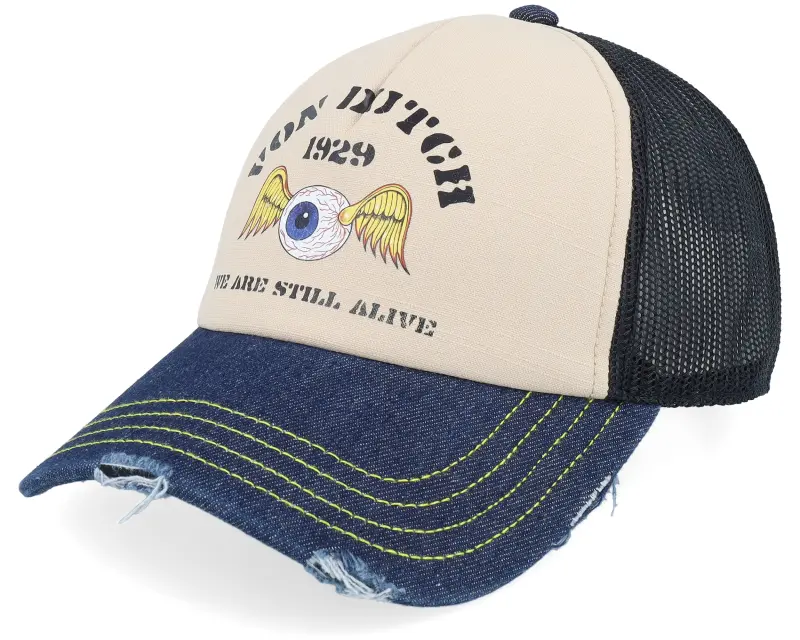 Von Dutch Screen Print Black/Beige/Navy A-Frame Trucker online