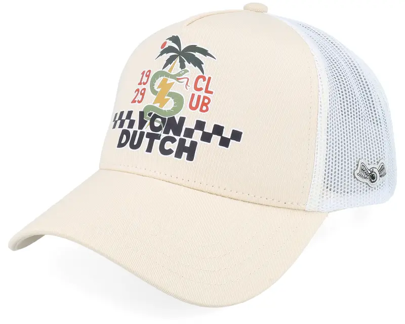 Von Dutch Screen Print White/Beige A-Frame Trucker online