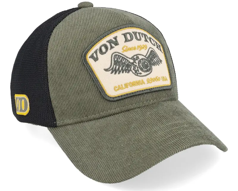 Von Dutch Square Patch Black/Dark Green A-Frame Trucker online