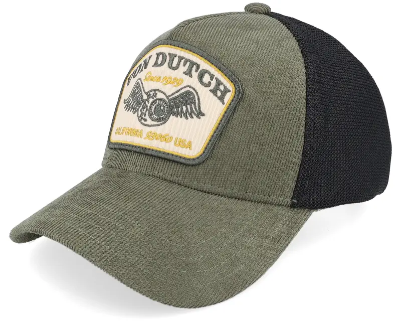 Von Dutch Square Patch Black/Dark Green A-Frame Trucker online