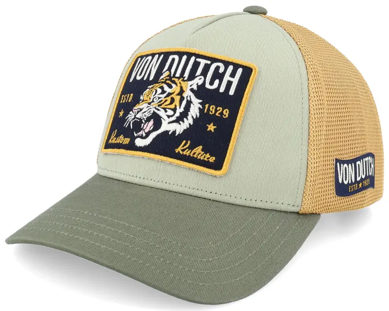 Von Dutch Square Patch Yellow/Dark Green A-Frame Trucker online