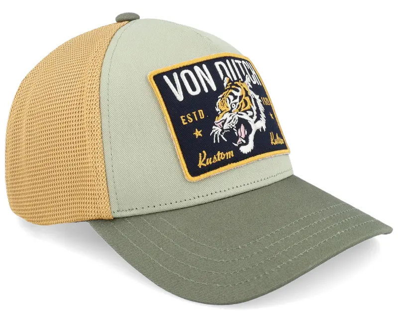 Von Dutch Square Patch Yellow/Dark Green A-Frame Trucker online