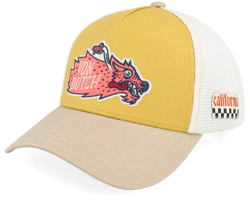 Von Dutch Wild Patch White/Yellow/Beige A-Frame Trucker online