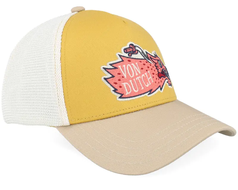 Von Dutch Wild Patch White/Yellow/Beige A-Frame Trucker online
