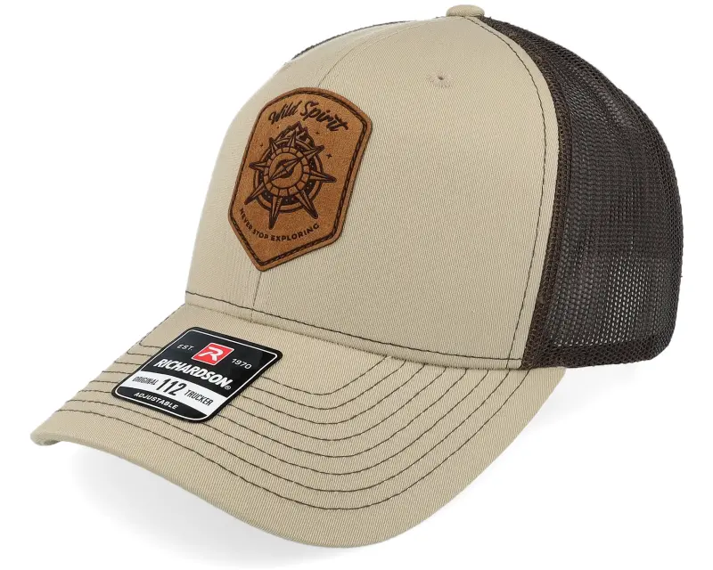 Wild Spirit Compass Shield Brown Patch Khaki/Coffee Trucker online