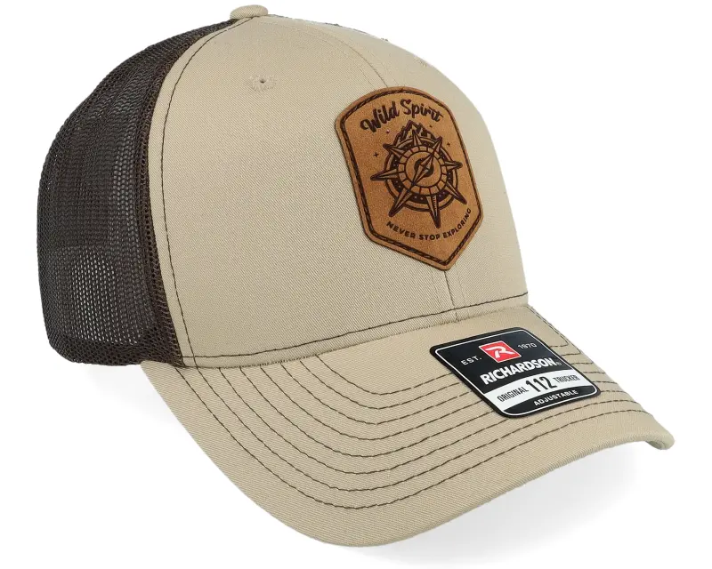 Wild Spirit Compass Shield Brown Patch Khaki/Coffee Trucker online