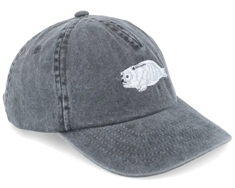 Wild Spirit Cute Seal Embroidery Washed Black Dad Cap online