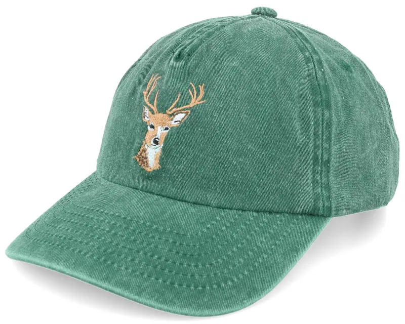 Wild Spirit Deer Embroidery Green A-frame Dad Cap online