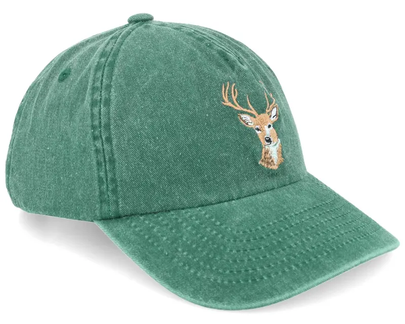 Wild Spirit Deer Embroidery Green A-frame Dad Cap online