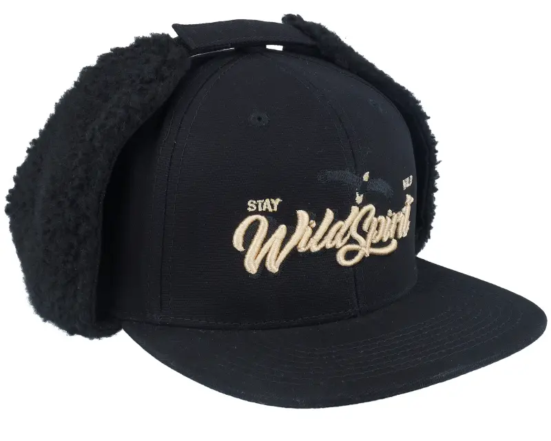Wild Spirit Pin Script Canvas Flatbrim Black Earflap online