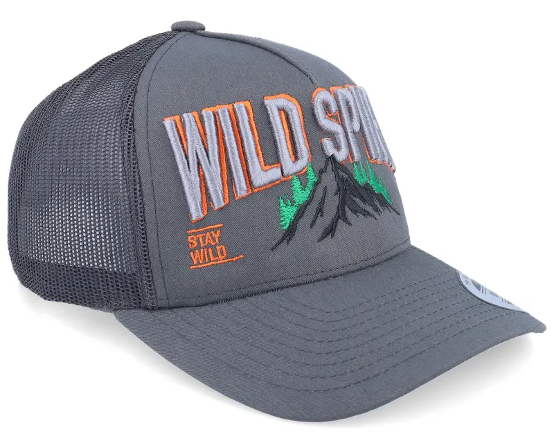 Wild Spirit Stay Wild Mountain & Forest 3d Dark Grey A-frame Trucker online