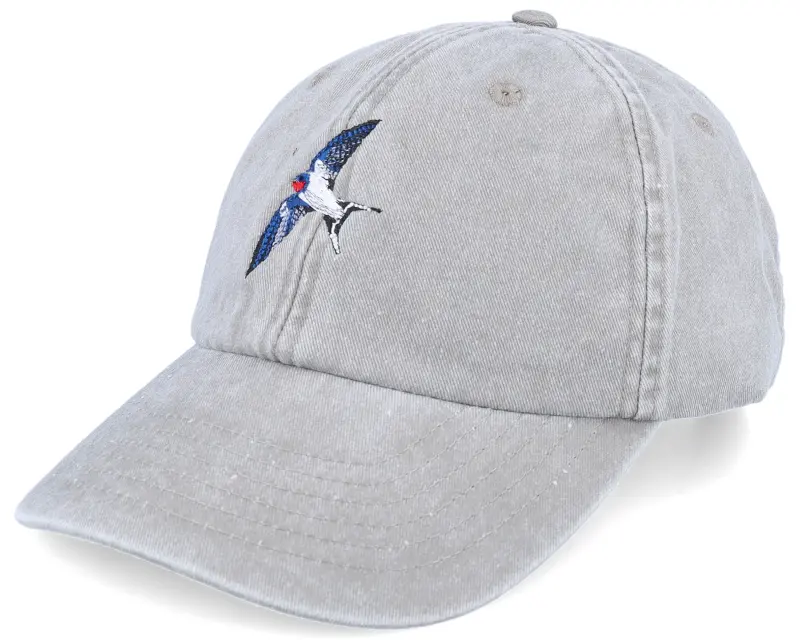 Wild Spirit Swallow Bird Embroidery Grey Dad Cap online