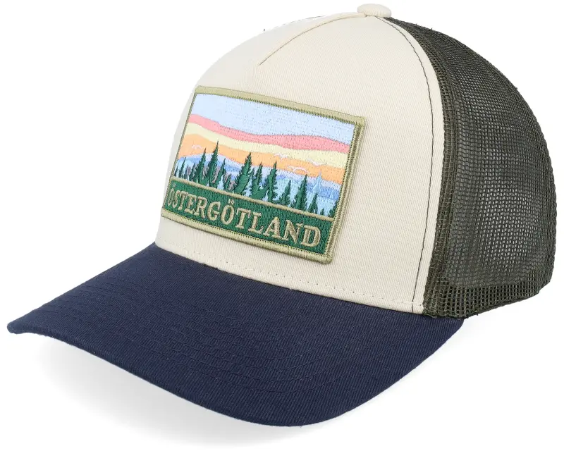 Wild Spirit Swedish Östergötland Landscape Stone/Olive/Navy A-Frame Trucker online
