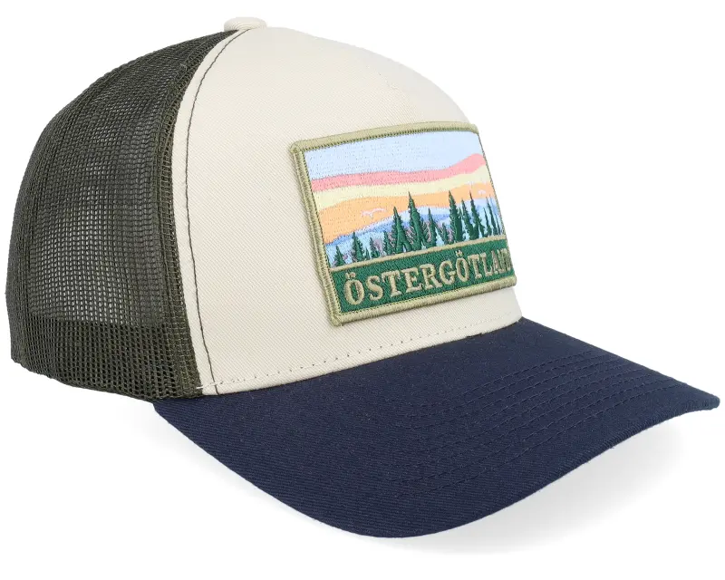 Wild Spirit Swedish Östergötland Landscape Stone/Olive/Navy A-Frame Trucker online