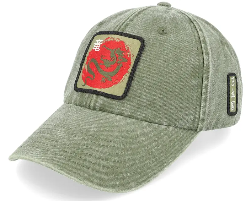 Yapan Japanese Dragon Vintage Denim Olive Dad Cap online
