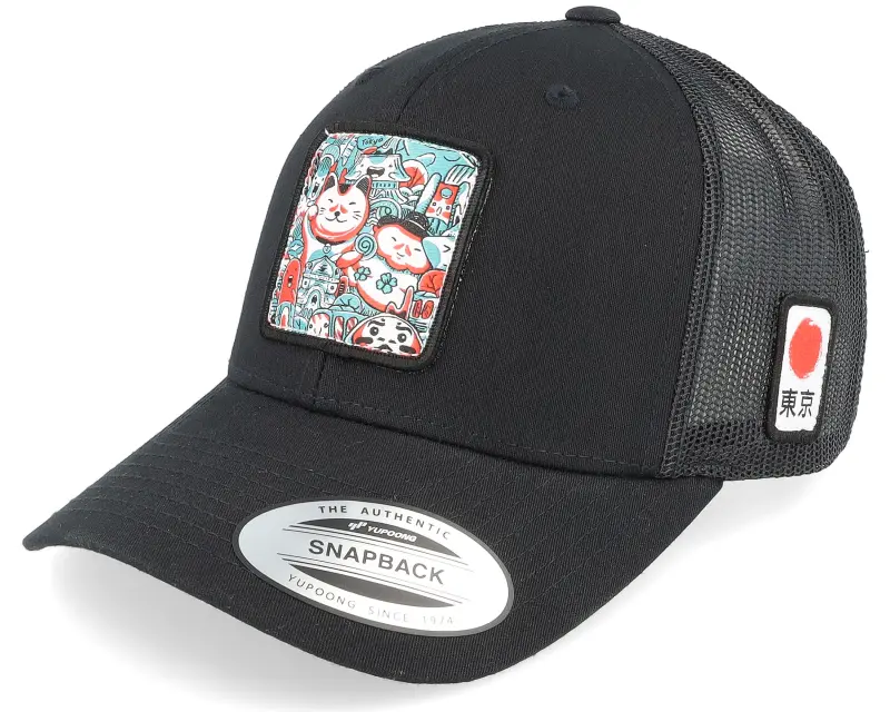 Yapan Tokyo Maneki-neko Retro Black Trucker online