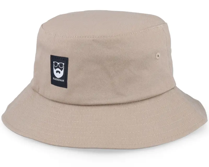 Bearded Man Bm Logo Blk Woven Khaki Bucket online