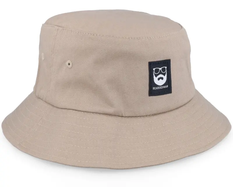 Bearded Man Bm Logo Blk Woven Khaki Bucket online