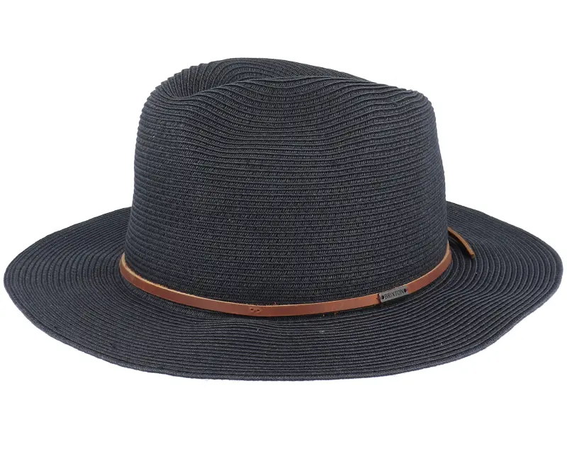 Brixton Wesley Packable Black Fedora Straw Hat online