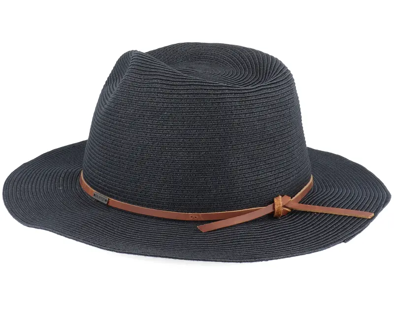 Brixton Wesley Packable Black Fedora Straw Hat online