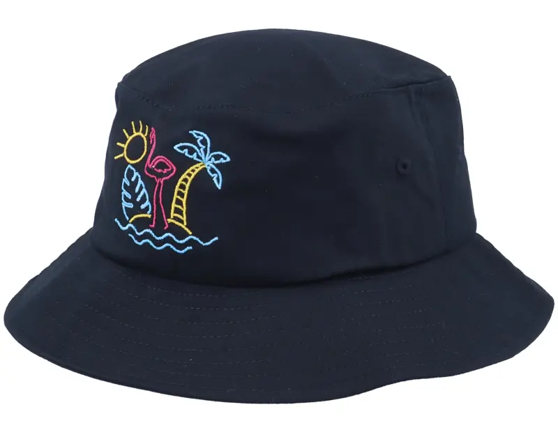 Iconic Neon Summer Beach Flamingo Black Bucket online