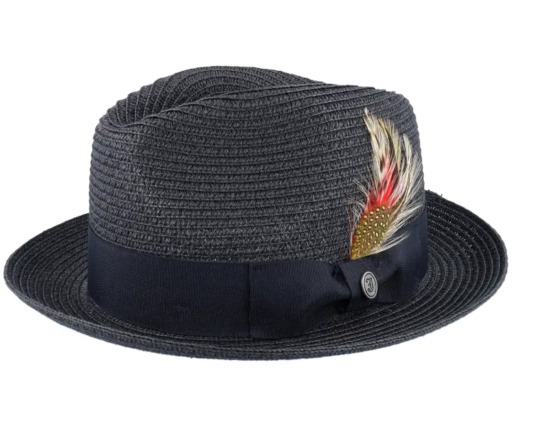 Jaxon & James Pinch Crown Toyo Braided Trilby Black Straw Hat online
