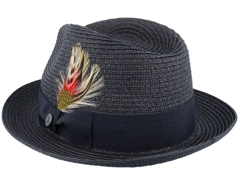 Jaxon & James Pinch Crown Toyo Braided Trilby Black Straw Hat online