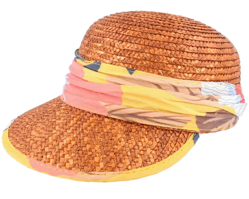 Seeberger Cap With Flower Fabric Teak Honey Straw Hat online
