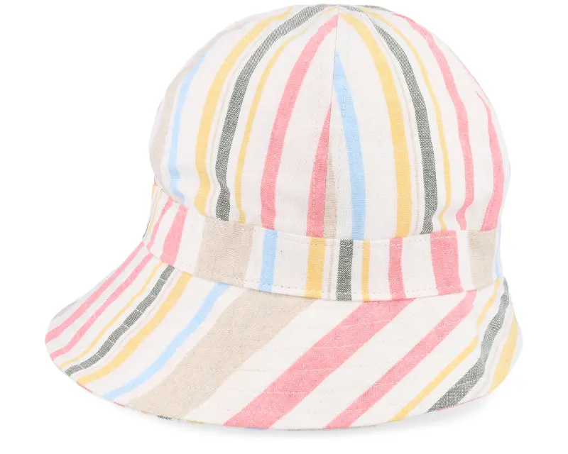 Seeberger Cotton Mix Cap In Multistripe Design Linen/Coral Cloche online