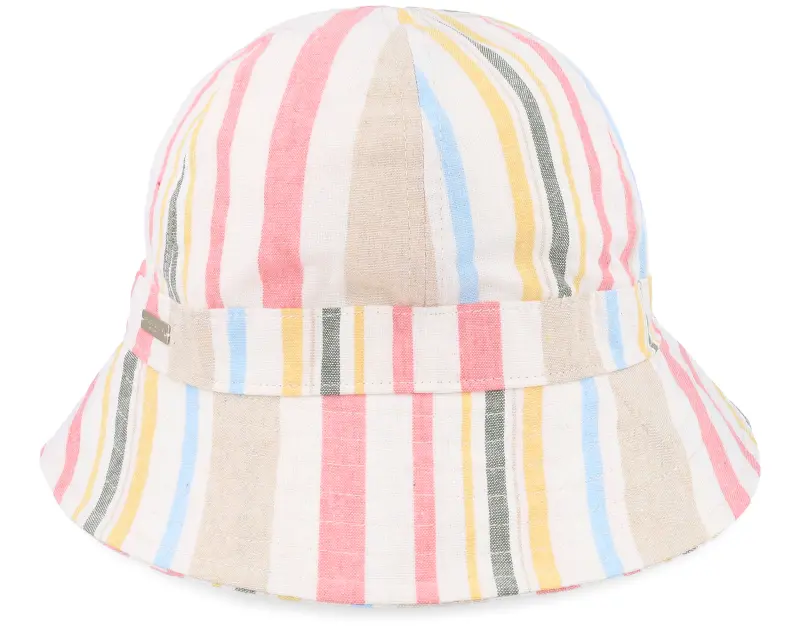 Seeberger Cotton Mix Cap In Multistripe Design Linen/Coral Cloche online